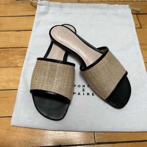 Porte and Paire Slides Raffia and Leather BRAND NEW 38